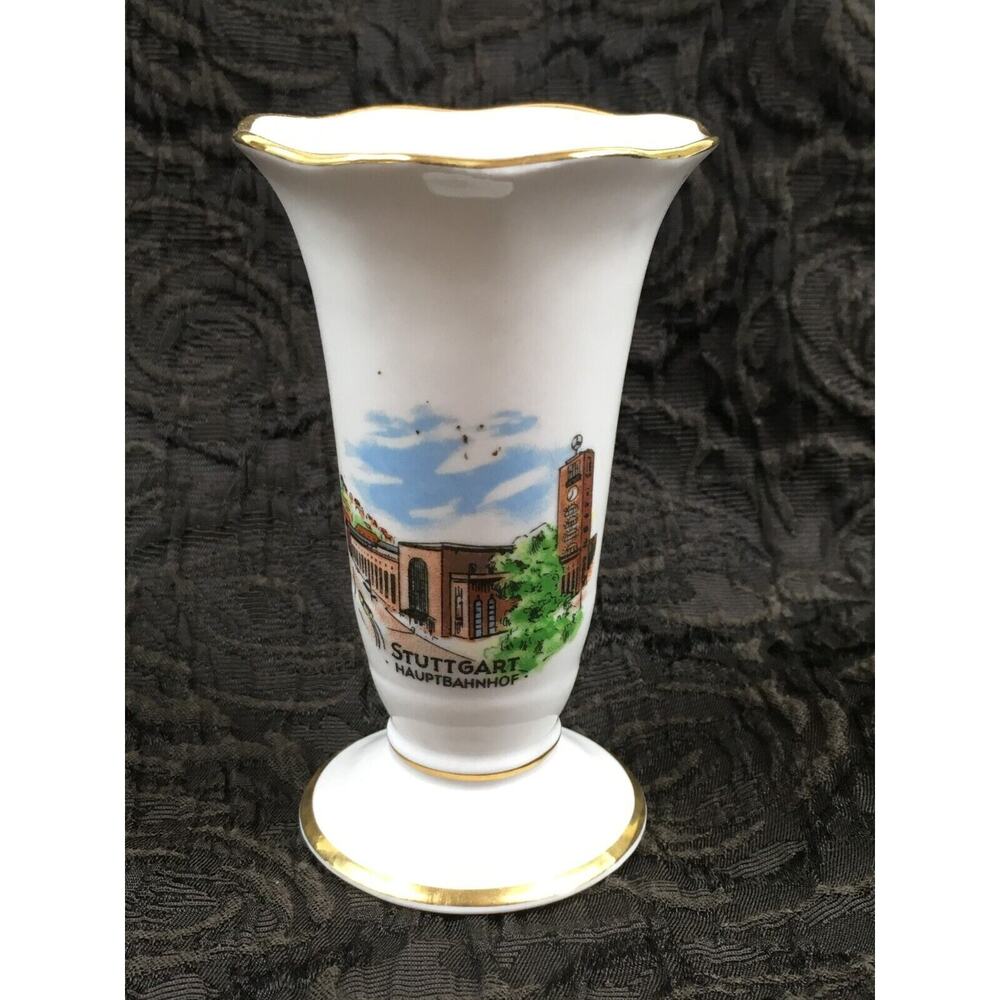Stuttgart Hauptbahnof vase Bavaria Germany Miniature Souvenir Vintage Kitchy